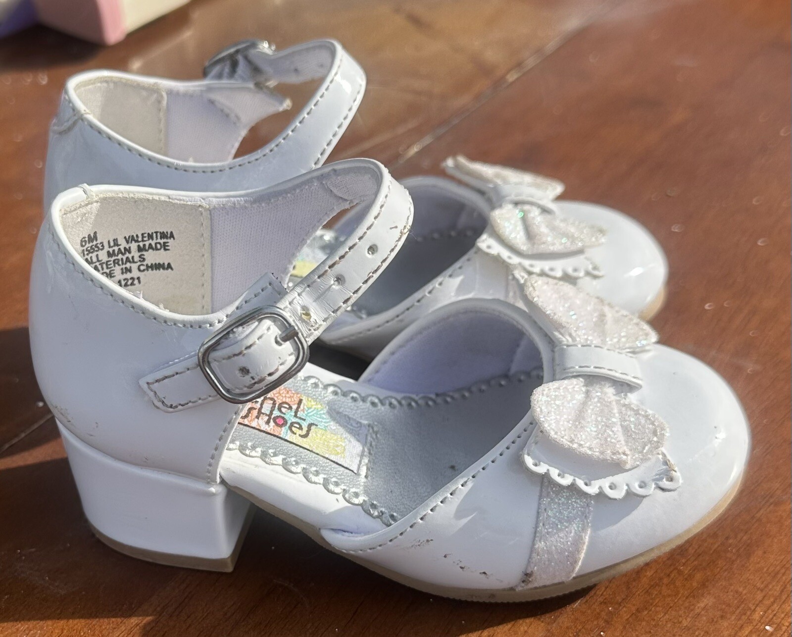 toddler Dress shoes size 6 girls White With Low Heal & bow eBay