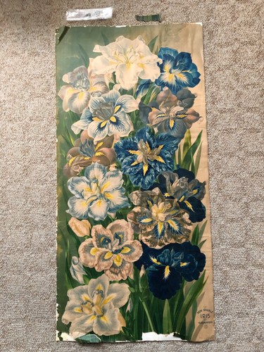 New Double IRIS Kaempferi 33"x16” As Is PRINT John Lewis Child's Floral Park, NY - Picture 4 of 15