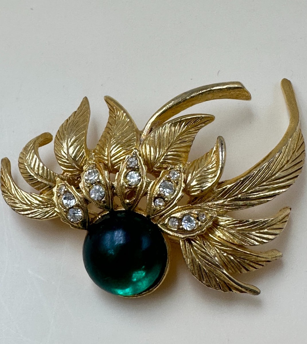 Broche Vintage Signée SPHINX Avec Strass - Métal Doré Et Brillants - Excellent état