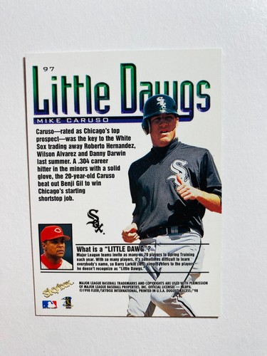 Tarjeta de béisbol Fleer Dugout Axcess #97 1998 Mike Caruso casi nueva-como nueva MLB - Imagen 2 de 2