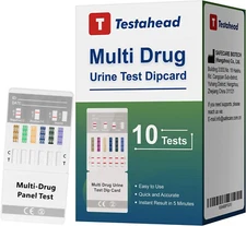 6 Panel Urine Drug Test, 10 Tests THC, COC, OPI 2000, AMP, BZO, MET