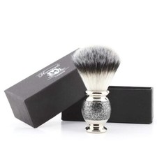 Synthetic Bristles Shaving Brush Men Silver Synthetic Vintage Style Brush Handle