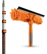 Window Washing Kit with Extension Pole (20+ Foot Reach) 5-12 Ft