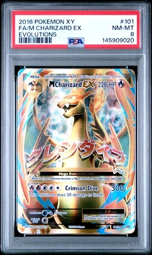 2016 POKEMON XY EVOLUTIONS #101 FULL ART/M CHARIZARD EX PSA 8