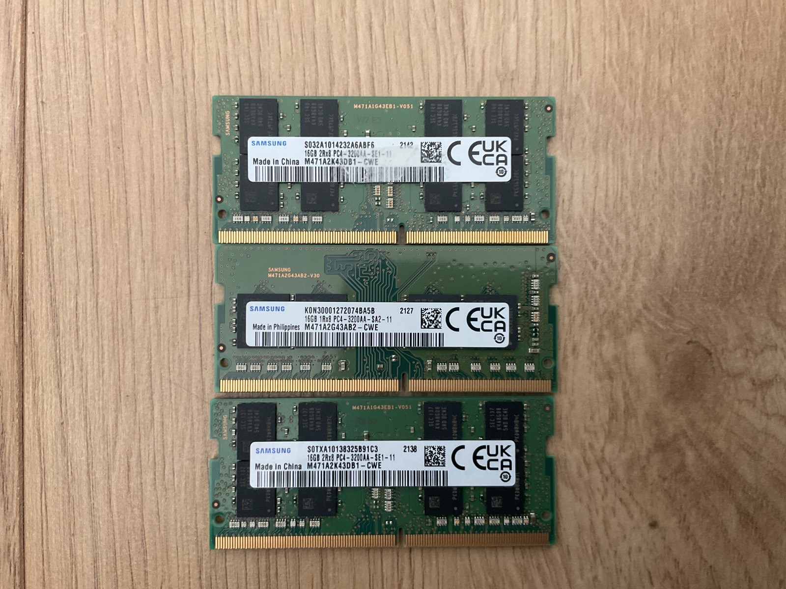3X Samsung 16GB DDR4 3200MHz Laptop PC4-3200AA 2Rx8 RAM SO-DIMM M471A2K43DB1-CWE