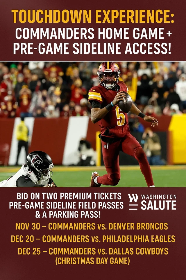 EXPERIENCIA DE TOUCHDOWN: ¡Juego Commanders Home + Acceso a línea lateral previo al juego!