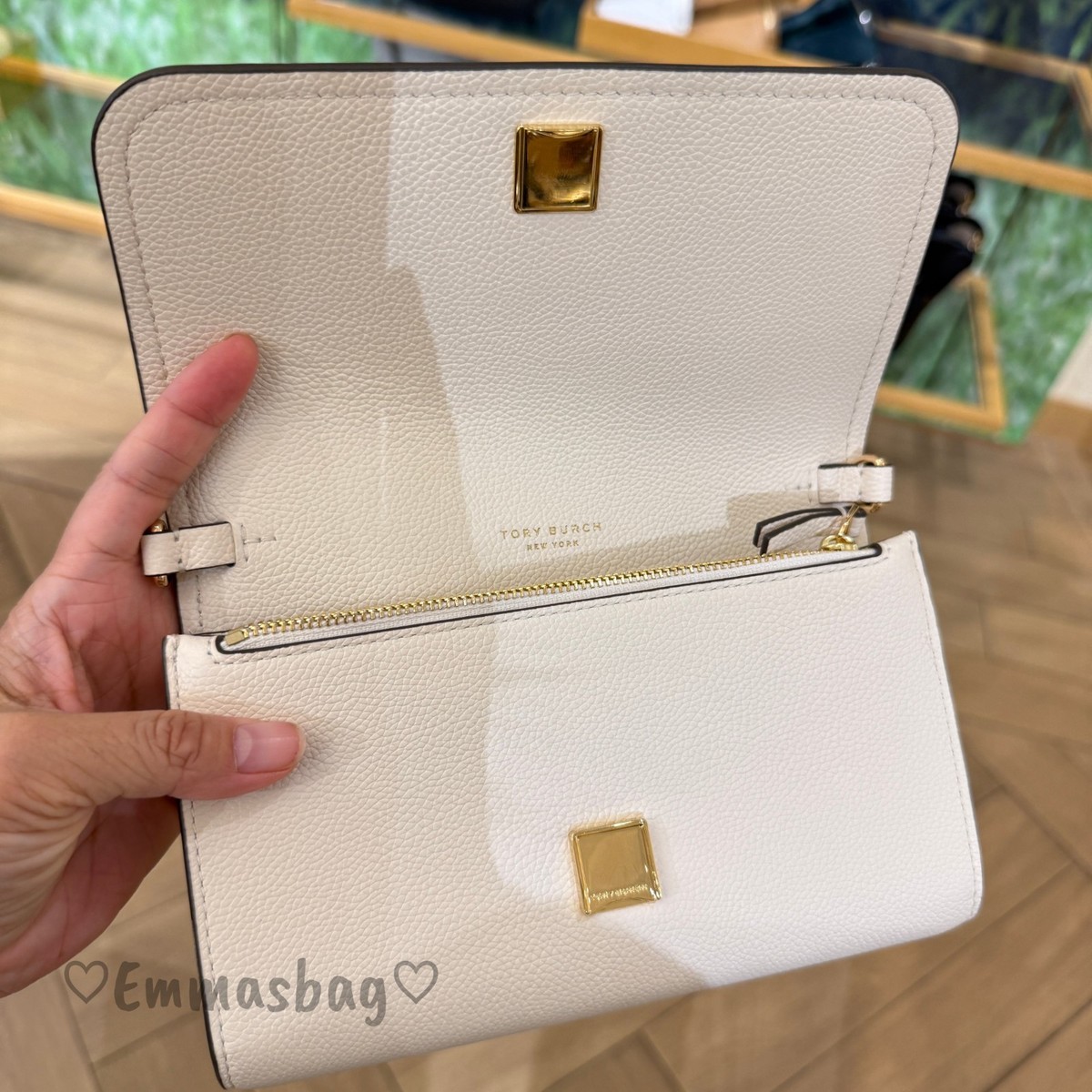 Tory Burch Thea Flat Wallet Crossbody 169971 New Ivory $375