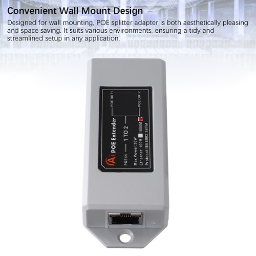 1 In 2 Out Gigabit POE Extender 1000Mbps Long Distance Transfer Plug And Play Sp - Afbeelding 2 van 24