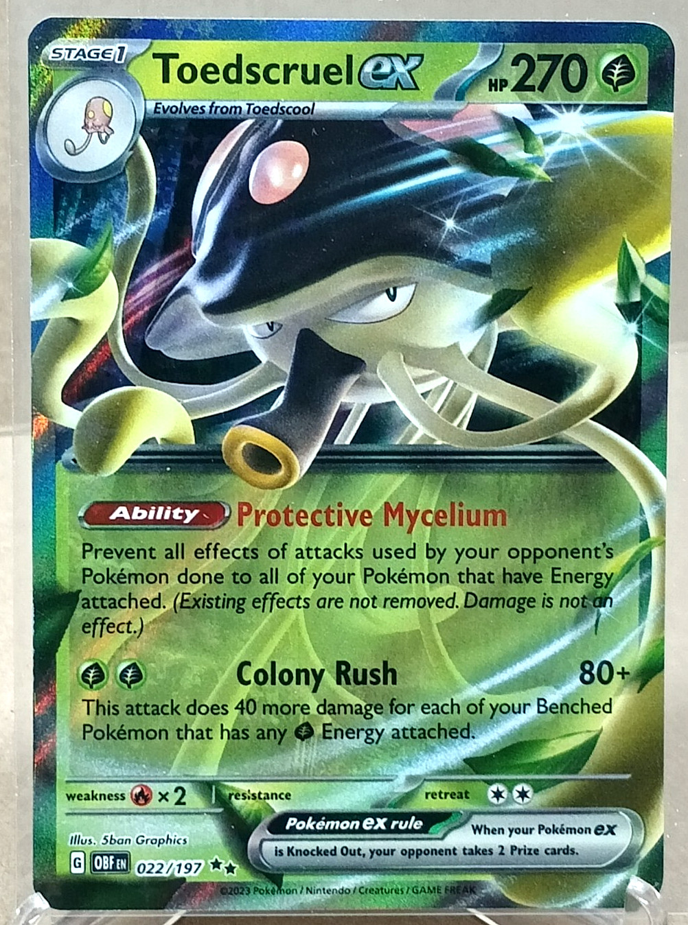 Toedscruel Ex 022/197 Double Rare Sv03: Obsidian Flames Pokemon TCG NM