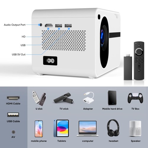 Projector with WiFi and Bluetooth Native 1080P Full HD Projector 18000 Lumens... - Picture 8 of 8