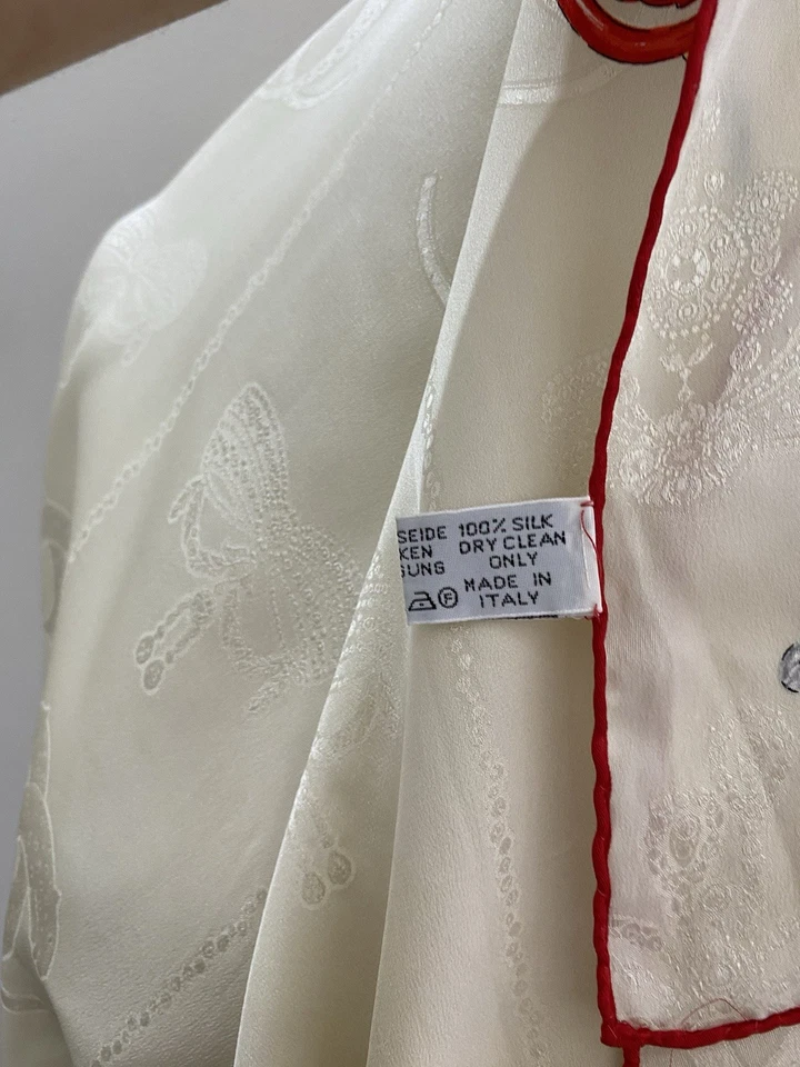 S30# Must de Cartier red Silk Scarf 34 inch has Yellow Stain - Image 3 of 4