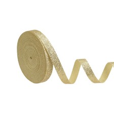 Sparkly Ribbon, 3/8 Inch x 10 Yards Metallic Ribbon Light Gold