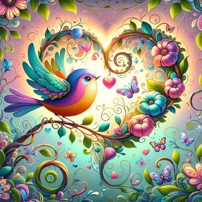 5D Valentine's Day Diamond Art Kits for Adults, Lovebirds Diamond Painting Ki...