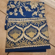 NEW Pottery Barn Hanukkah Metallic 50" Cloth Linen Table Throw Blue Gold