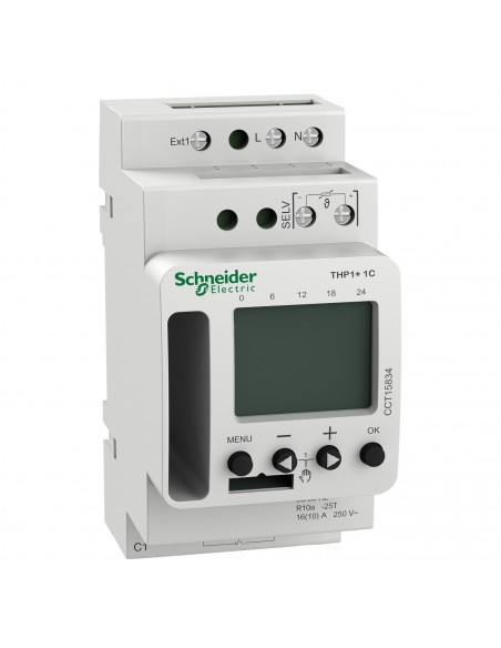 Thermostat programmable Schneider CCT15834 Acti9 THP1+ commutateur horaire rail DIN