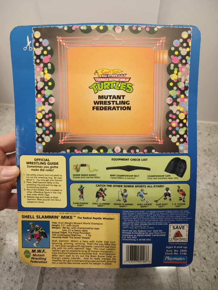 Vintage 1991 Shell Slammin Mike TMNT MOC Teenage Mutant Ninja Turtles Figure - Image 3 of 4