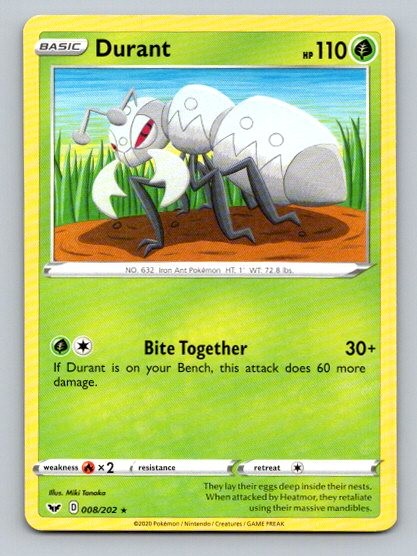 2020 Pokemon Card Sword & Shield Durant 8/202