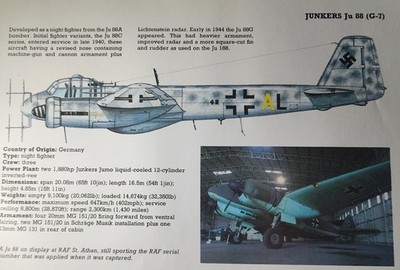 Junkers Ju 88 Plane Picture Out of Print Aviation Vtg Info Sheet Decor Article