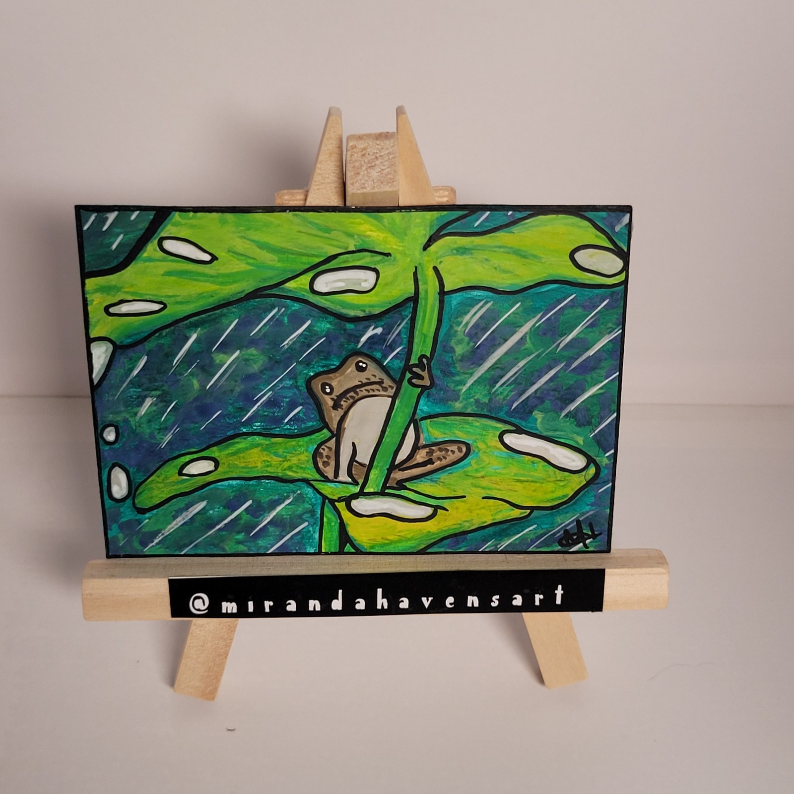 ACEO Original Painting, Frog Art, Water Color Painting, Signed