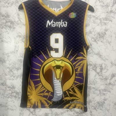 Slunks Boys Mamba Volleyball #9 Yellow and Purple Jersey, Sz M