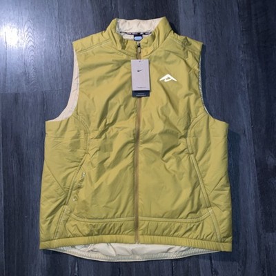 Nike Trail Mens Medium PrimaLoft Therma FIT Running Hiking Vest Yellow NEW