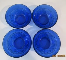 Vintage Luminarc Arcoroc Cristal d'Arques Durand France Cobalt Blue Set/ 4 Bowls