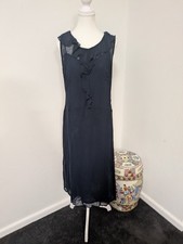 Navy midi ruffle sleeveless 2 piece dress M