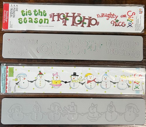 Sizzlits die cuts decorative strips Christmas Snowmen & Christmas Phrases