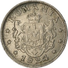 [#838599] Coin, Romania, Ferdinand I, Leu, 1924, EF(40-45), Copper-nickel, KM:46