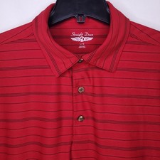 Straight Down Polo Shirt Mens Large Striped Red Golf