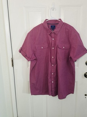 Apt. 9 Premier Flex Red Microcheck Cotton Blend Short Sleeve Button-Up XXL