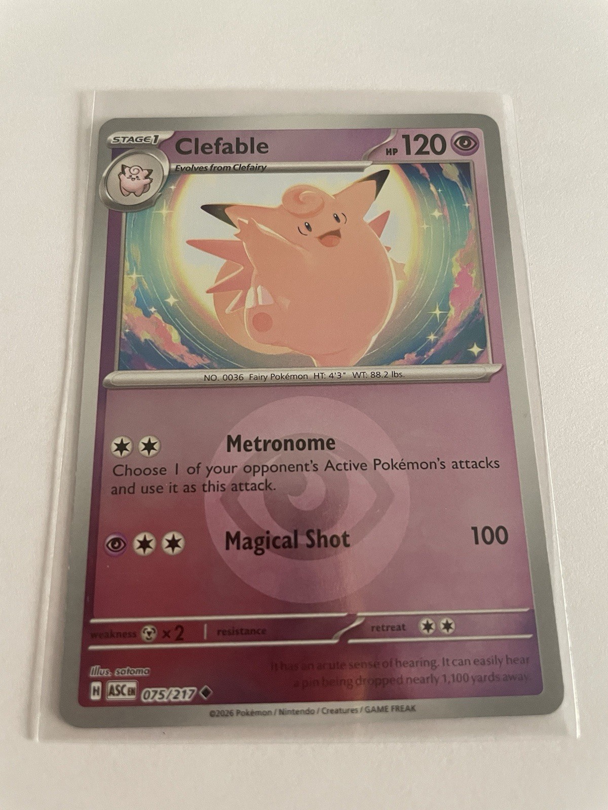 Ascended Heroes Clefable Reverse Holo Psychic Energy #075/217 Pokemon TCG