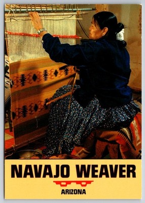 Postcard Navajo Native American AZ Weaving Indians Traditional Art