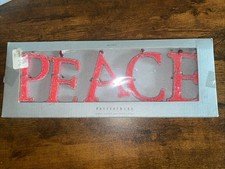 Pottery Barn PEACE Christmas Ornament Red Sugar Coated Letters NEW