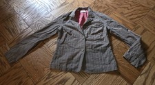 ben sherman striped blazer jacket brown/pink button front lined womens M