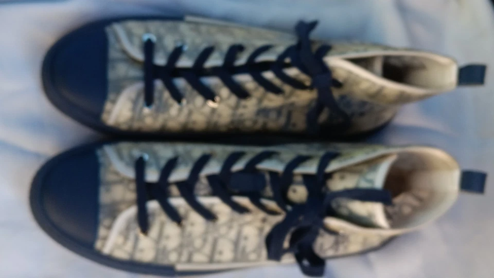 Blue DIOR B-23 Oblique Men's High Top Sneakers, size US 12, EUR 46, Italy - Image 4 of 4