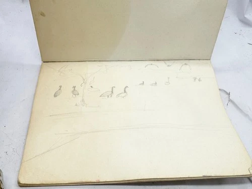 ANTIQUE 1910 TRAVEL SKETCHBOOK  PENCIL ART FIGURE DRAWINGS PORTRAITS
