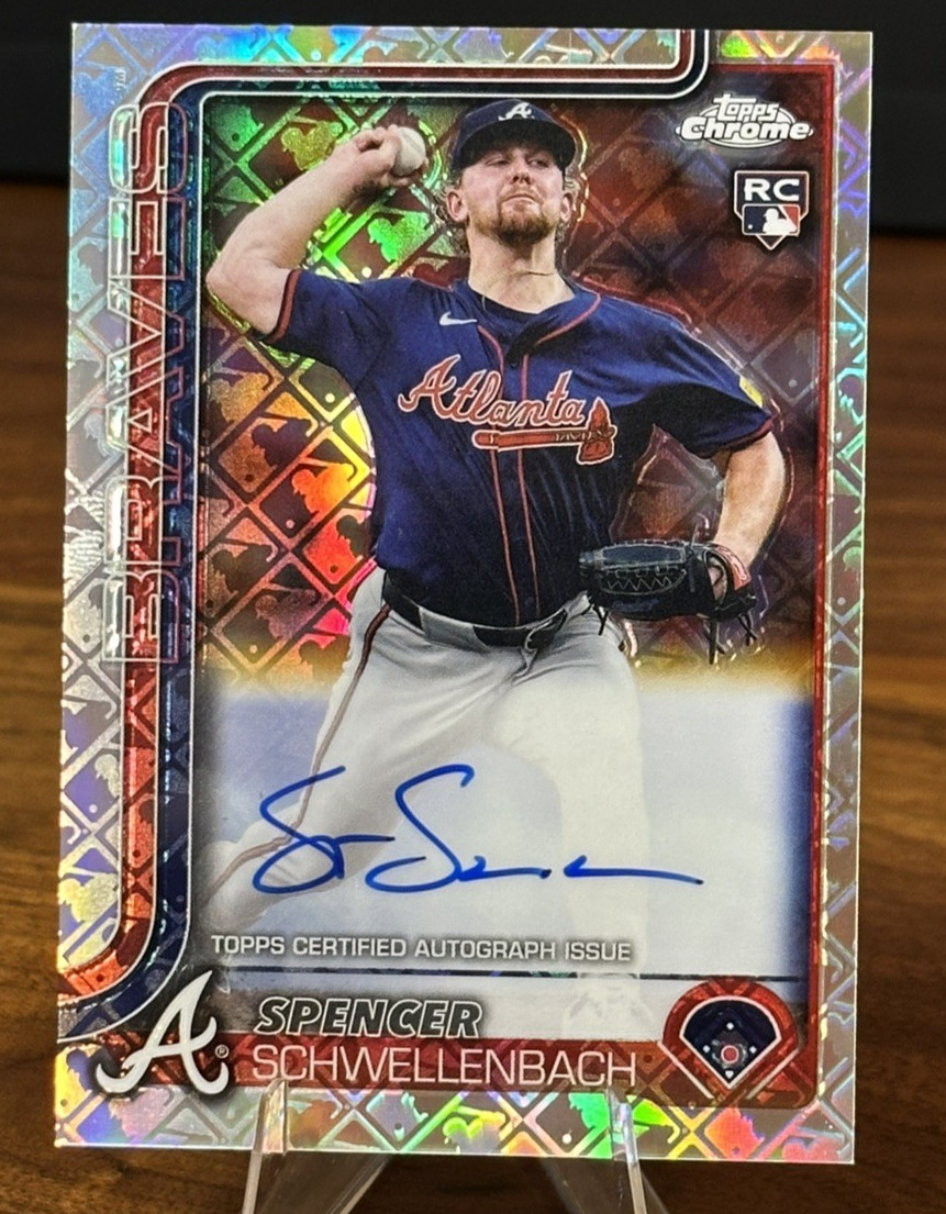 2025 Topps Chrome Logofractor Spencer Schwellenbach Auto ON CARD Braves