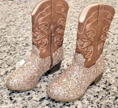 Sparkly Western Style Boots for Girls, glitter, embroidered