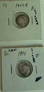 Royal Father-Son Canadian silver coins: 1903 Edward VII & 1914 George V