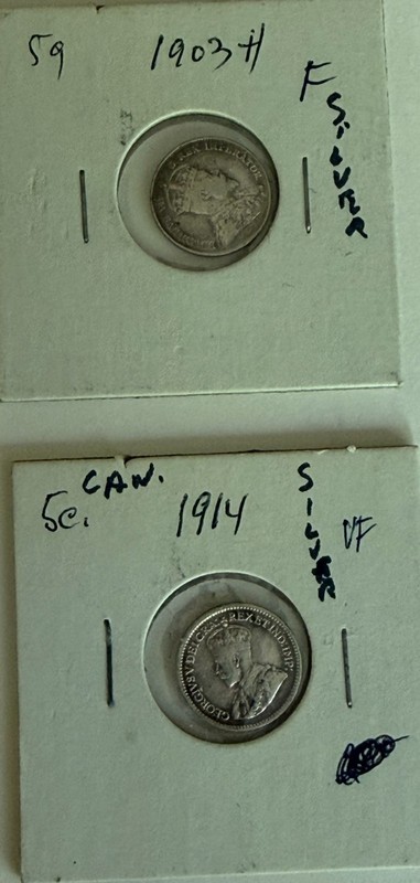 Royal Father-Son Canadian silver coins: 1903 Edward VII & 1914 George V