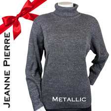 Jeanne Pierre Woman Turtleneck Sweater 2X Dark Gray Silver Sparkle Holiday 