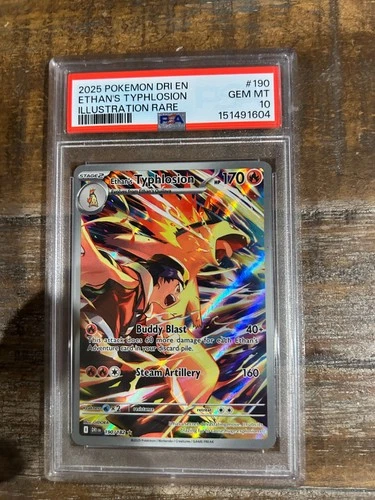 POKEMON 2025 Destined Rivals Illust. Rare ETHAN'S TYPHLOSION #190 PSA 10 READ