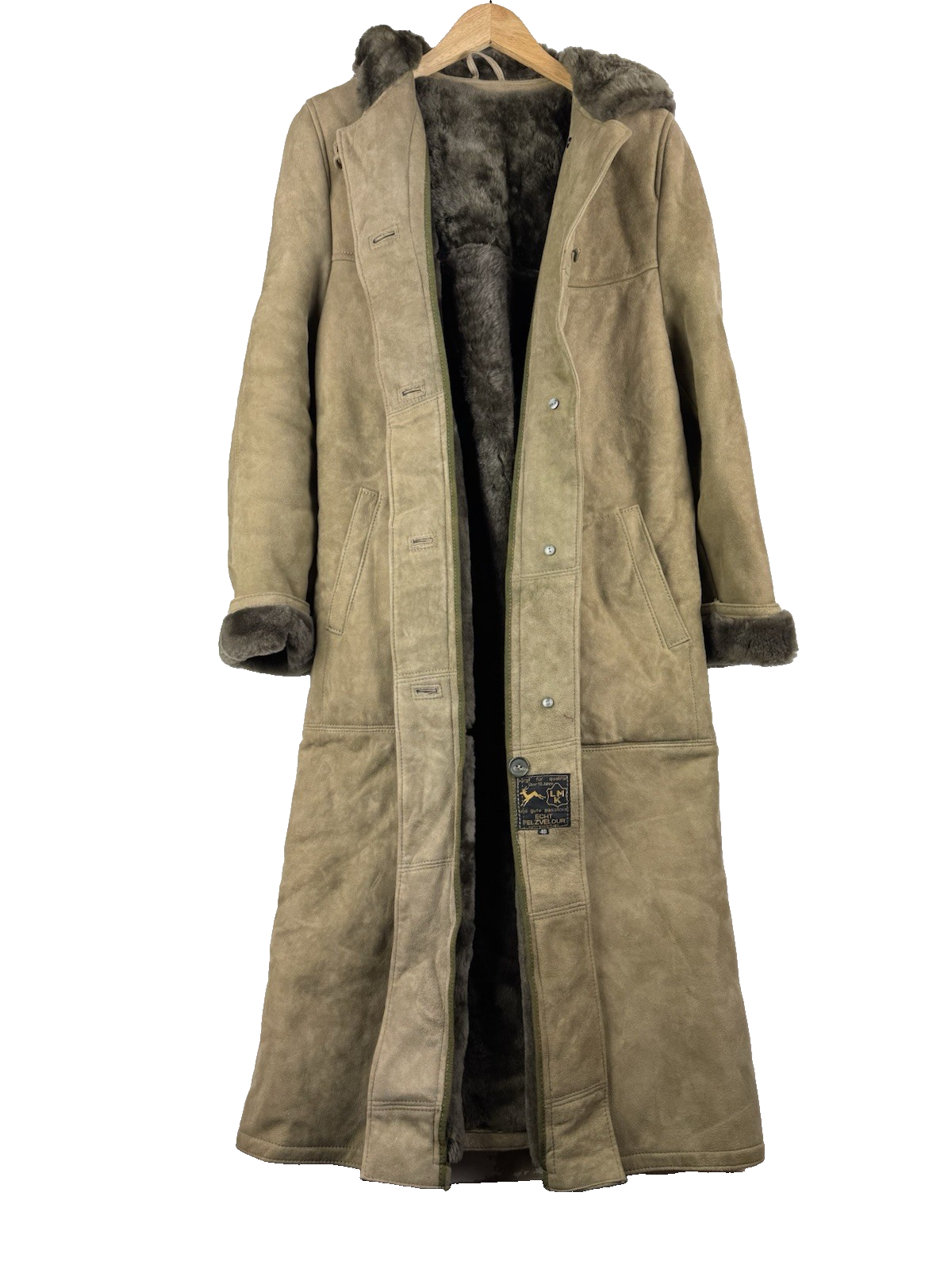 REAL SHEARLING HOODED SHEEPSKIN COAT UK Size 10 (US 6) Women`s Vintage