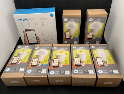 WINK Smart Home Hub Gen 1 PLUS 7 GE LINK Connected LED Bulbs ~ Never Used