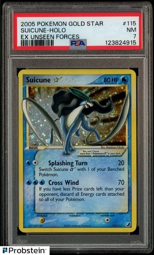 2005 Pokemon Gold Star EX Unseen Forces #115 Suicune Holo PSA 7 NM