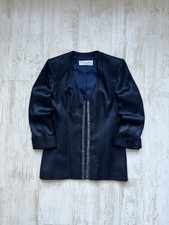 Christian Dior Boutique 90s Paris Blazer Jacket Vintage Silk Navy Embellished