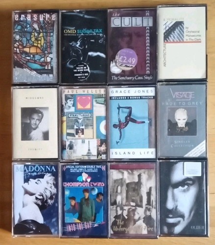 Job Lot 1980s 90s Cassette Tapes X12 Inc OMD, Visage, U2, Cult Grace Jones Etc