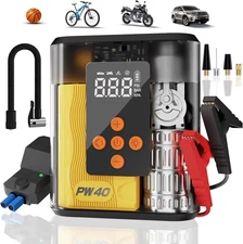 Jump Starter Air Compressor 4000A Car Battery Charge Tire Inflator Emergency Kit