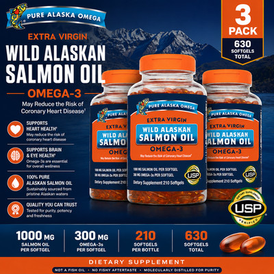 3-Pack Pure Alaska Omega Wild Salmon Oil 1000 mg, 210 Softgels